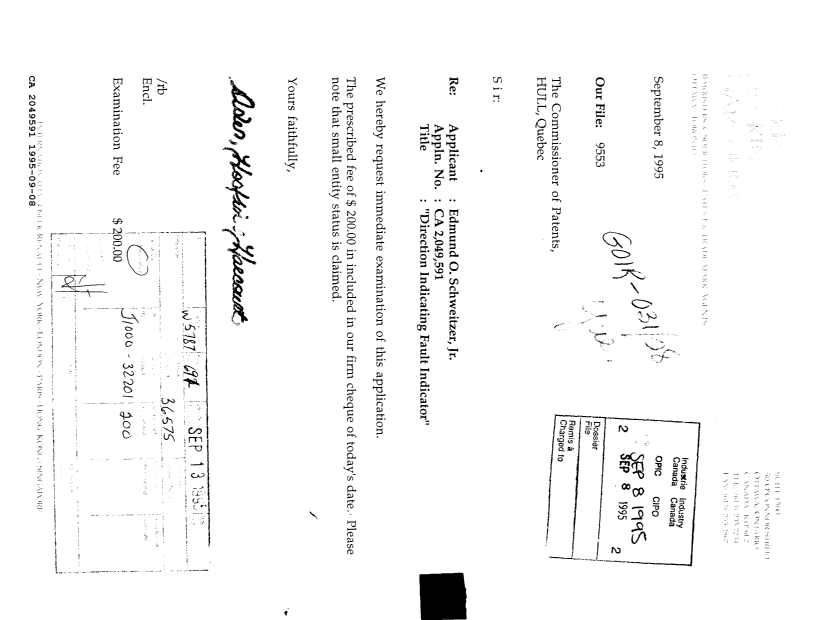Canadian Patent Document 2049591. Prosecution Correspondence 19950908. Image 1 of 1