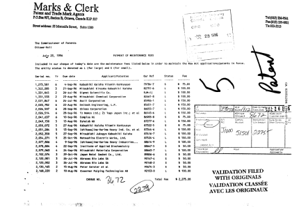 Canadian Patent Document 2051284. Fees 19951223. Image 1 of 1