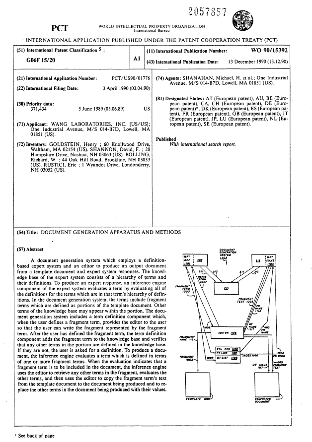 Document de brevet canadien 2057857. Abrégé 19950808. Image 1 de 1