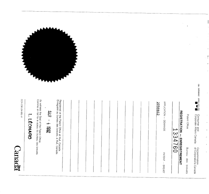 Canadian Patent Document 2058662. Prosecution Correspondence 19911231. Image 1 of 24