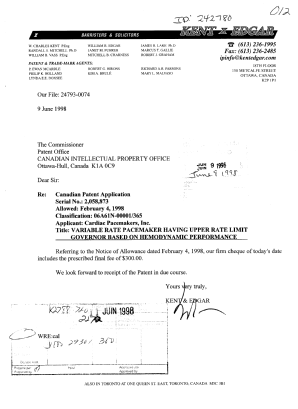 Canadian Patent Document 2058873. Correspondence 19980609. Image 1 of 1