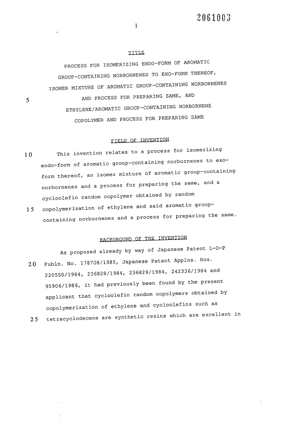 Canadian Patent Document 2061003. Description 19940119. Image 1 of 45