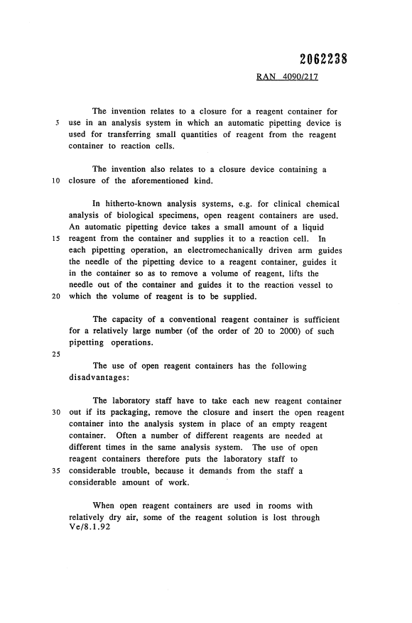 Canadian Patent Document 2062238. Description 19921220. Image 1 of 8