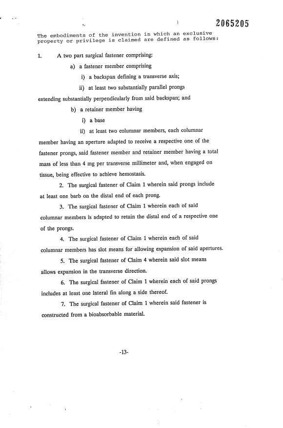 Document de brevet canadien 2065205. Revendications 19921214. Image 1 de 2