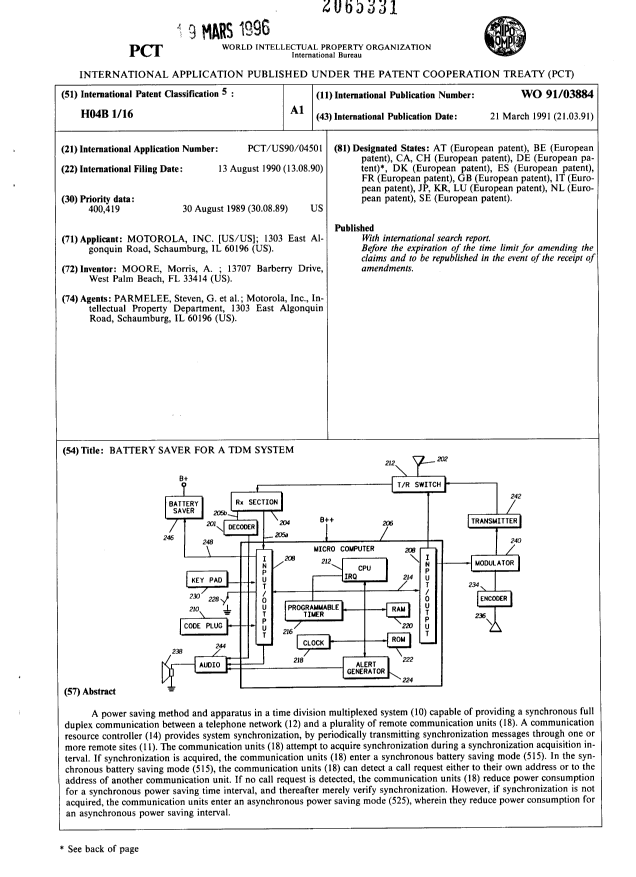 Document de brevet canadien 2065331. Abrégé 19960319. Image 1 de 1