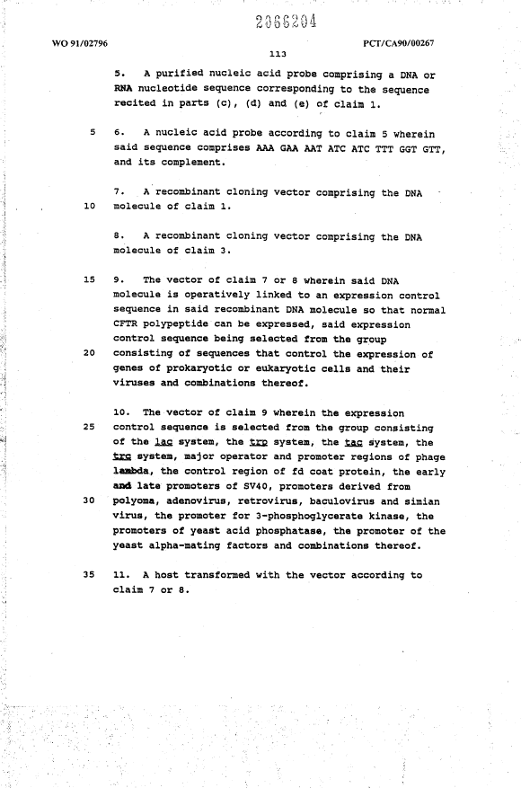 Document de brevet canadien 2066204. Revendications 19940521. Image 2 de 15