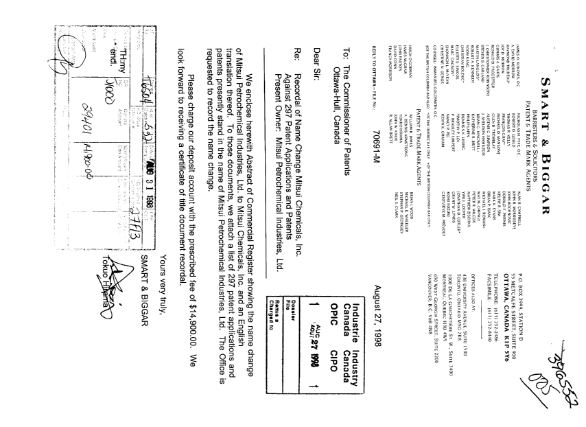 Canadian Patent Document 2066501. Assignment 19980827. Image 1 of 10