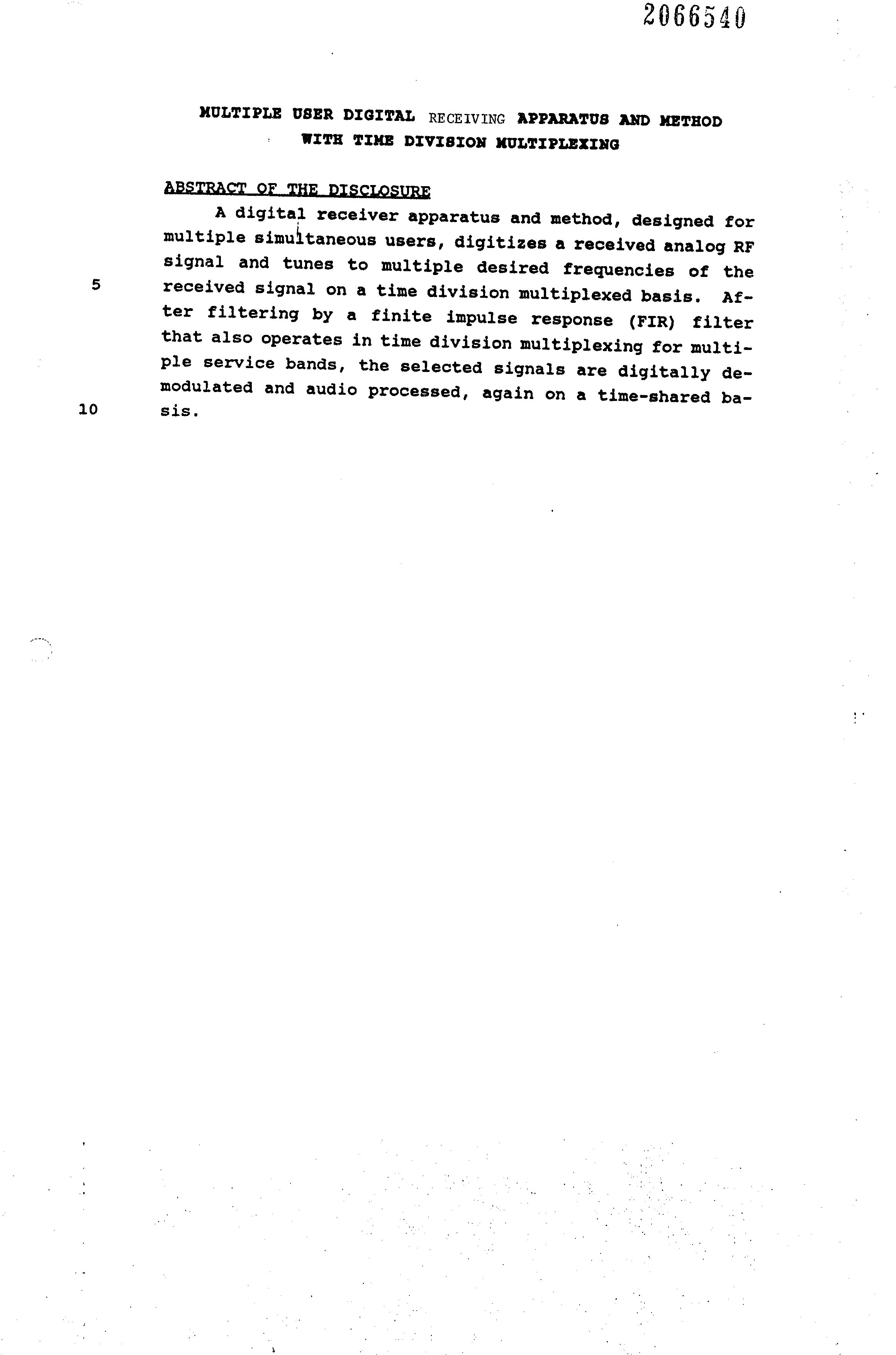 Canadian Patent Document 2066540. Abstract 19931205. Image 1 of 1