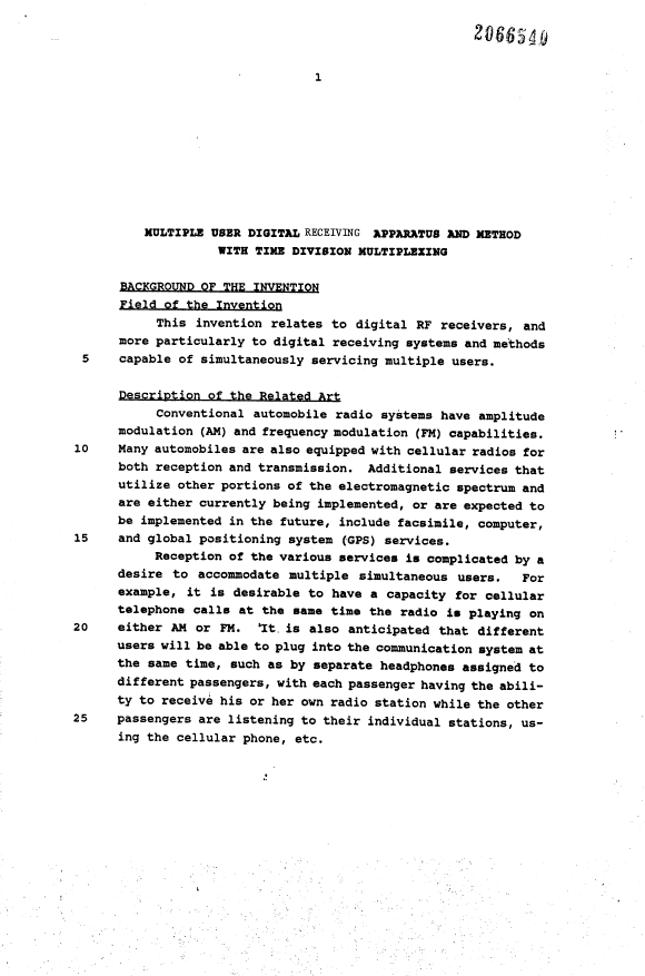 Canadian Patent Document 2066540. Description 19931205. Image 1 of 12