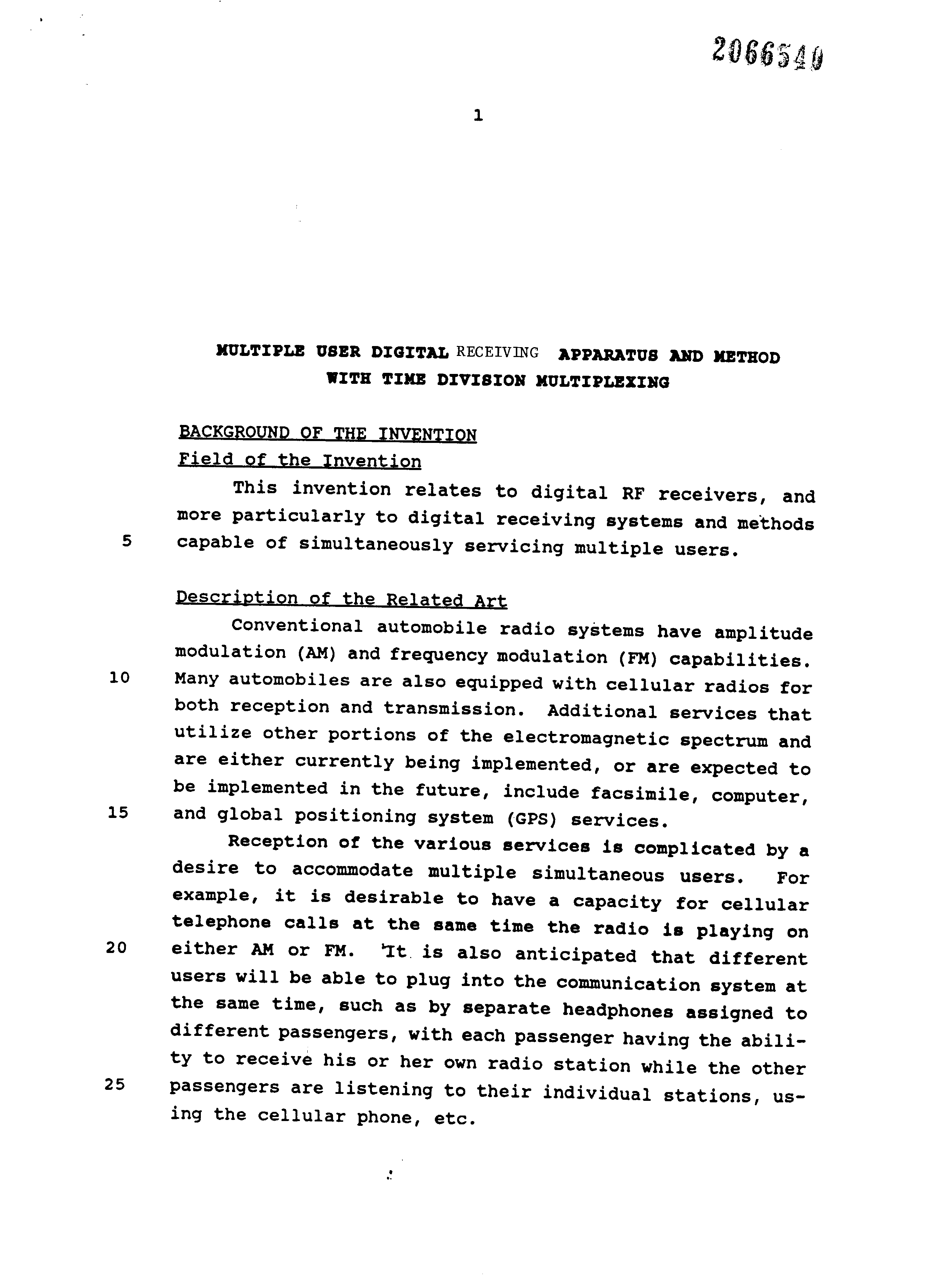 Canadian Patent Document 2066540. Description 19971225. Image 1 of 15