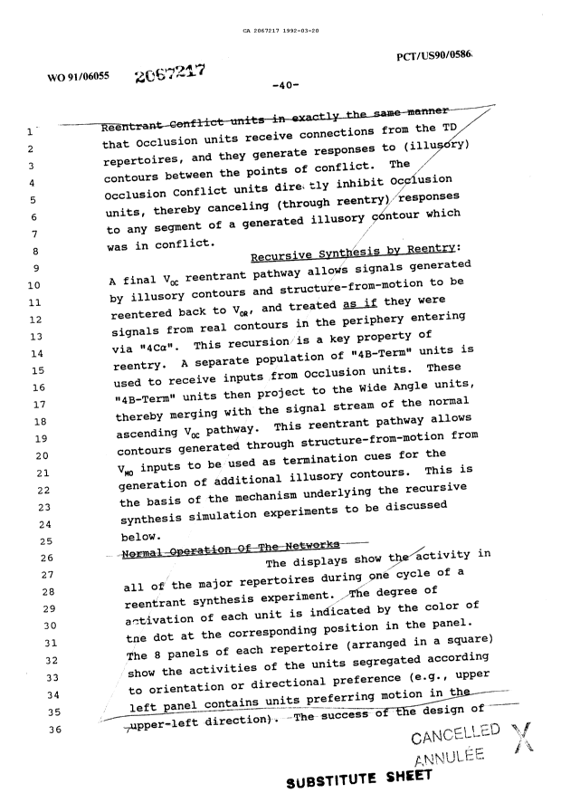 Canadian Patent Document 2067217. Prosecution Correspondence 19920320. Image 2 of 87