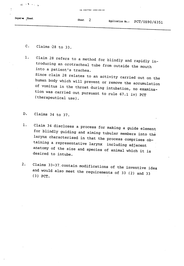 Canadian Patent Document 2067782. International Preliminary Examination Report 19920416. Image 35 of 35