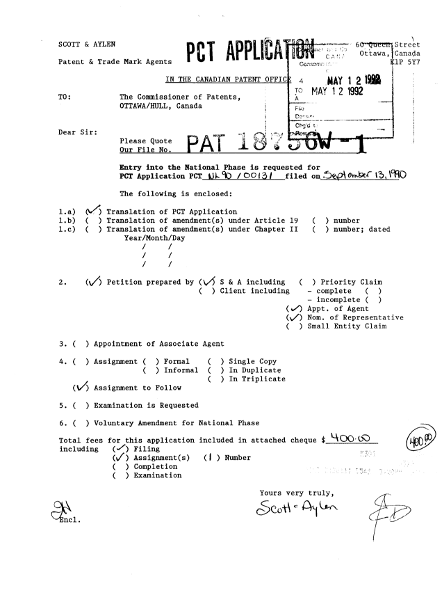 Canadian Patent Document 2068517. Assignment 19920512. Image 1 of 7