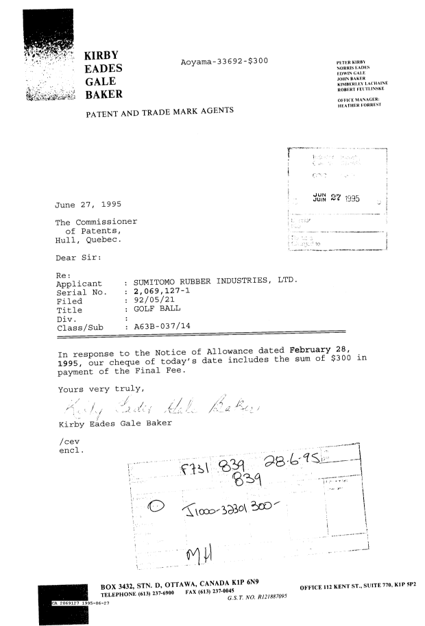 Canadian Patent Document 2069127. Correspondence 19941227. Image 1 of 1