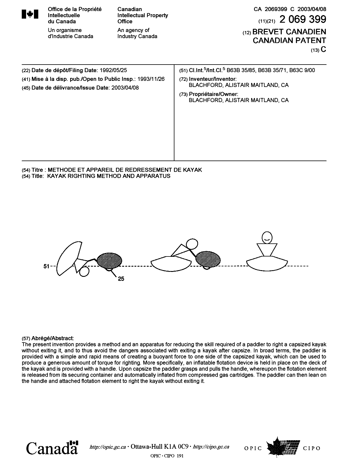 Document de brevet canadien 2069399. Page couverture 20021204. Image 1 de 1