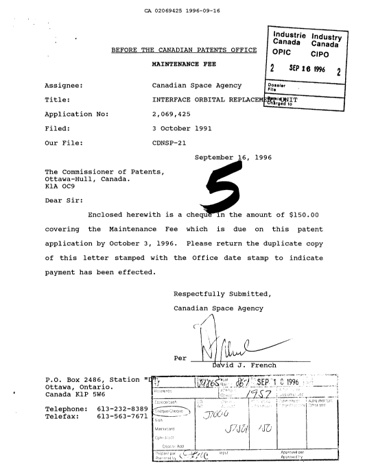 Document de brevet canadien 2069425. Taxes 19951216. Image 1 de 1