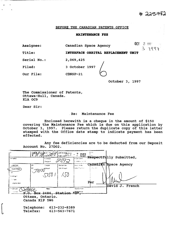Document de brevet canadien 2069425. Taxes 19961203. Image 1 de 1