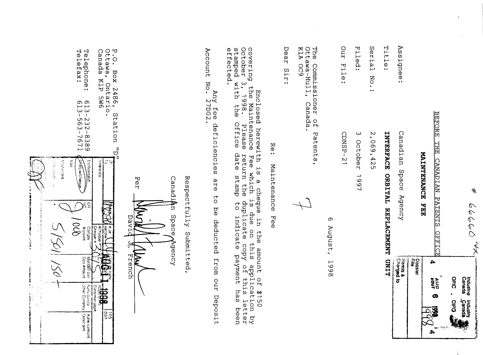 Document de brevet canadien 2069425. Taxes 19971206. Image 1 de 1