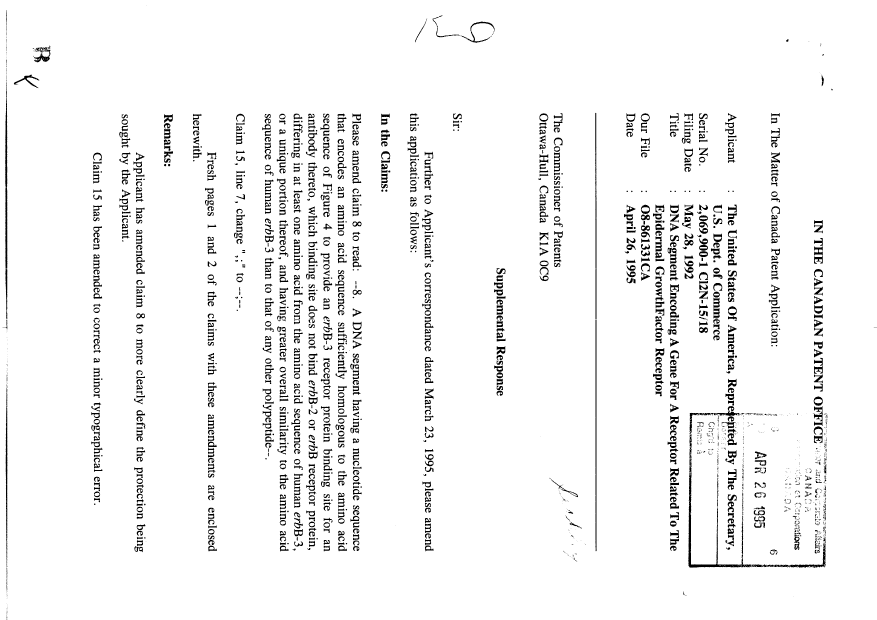 Document de brevet canadien 2069900. Poursuite-Amendment 19950426. Image 1 de 6