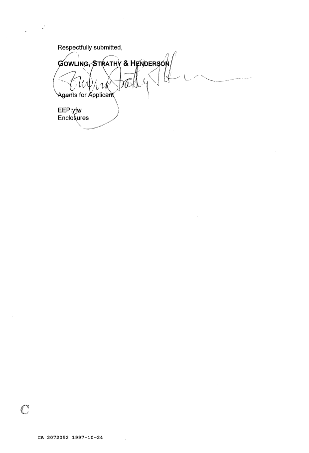 Canadian Patent Document 2072052. Prosecution Correspondence 19971024. Image 2 of 2