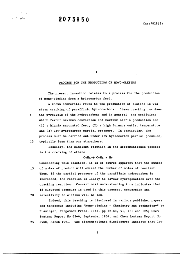 Canadian Patent Document 2073850. Description 19990812. Image 1 of 9