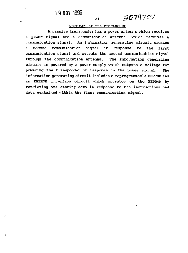 Document de brevet canadien 2074702. Abrégé 19961119. Image 1 de 1