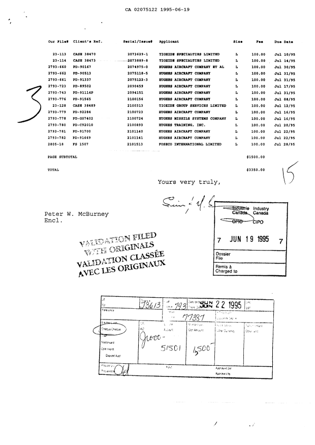 Document de brevet canadien 2075122. Taxes 19950619. Image 1 de 1