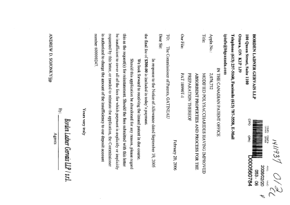Canadian Patent Document 2076732. Correspondence 20051220. Image 1 of 1