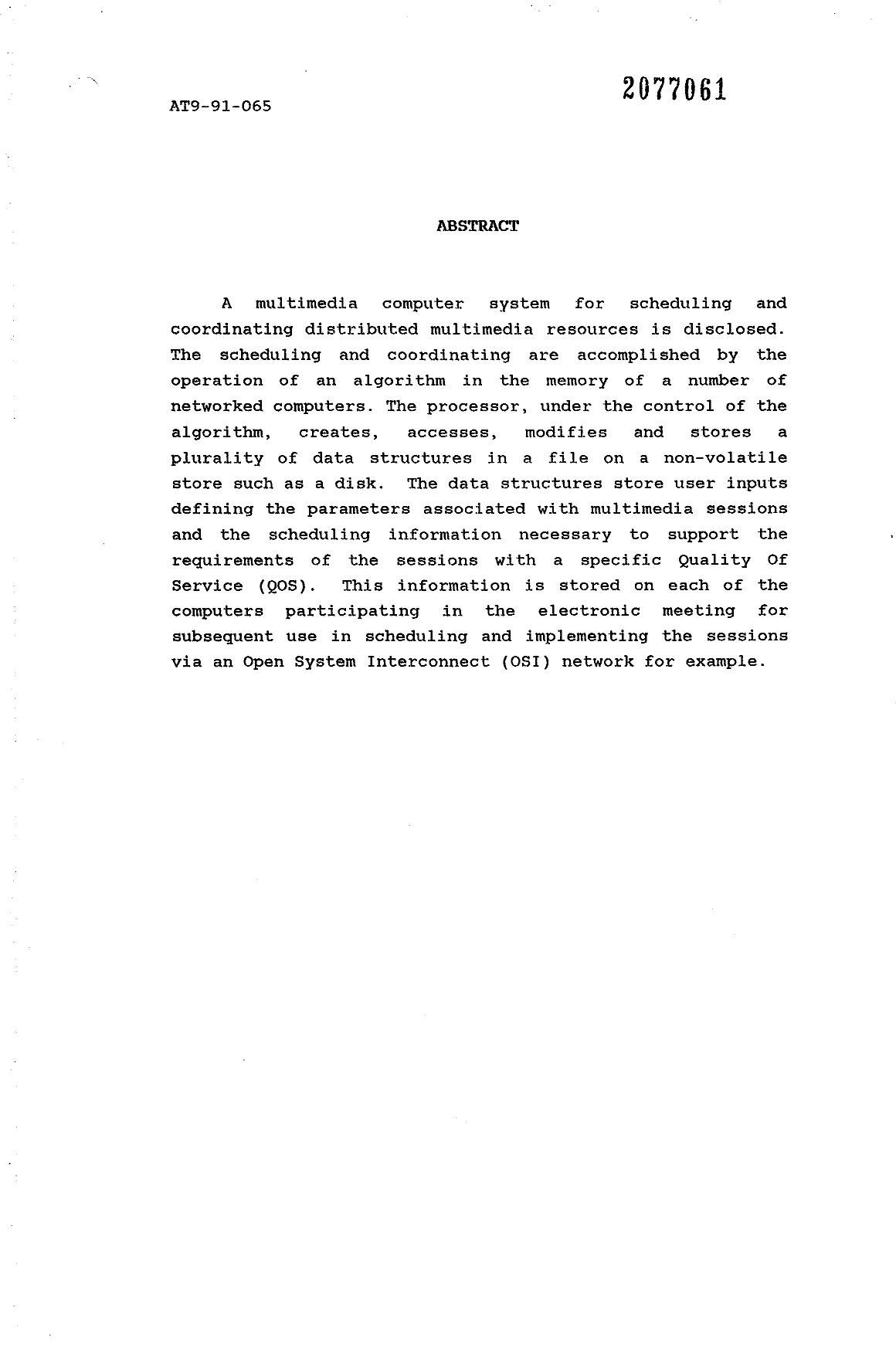 Document de brevet canadien 2077061. Abrégé 19931230. Image 1 de 1