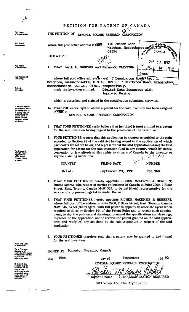 Canadian Patent Document 2078312. Assignment 19920915. Image 2 of 14