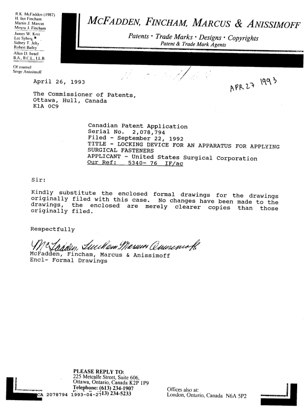Canadian Patent Document 2078794. Prosecution-Amendment 19921227. Image 1 of 1