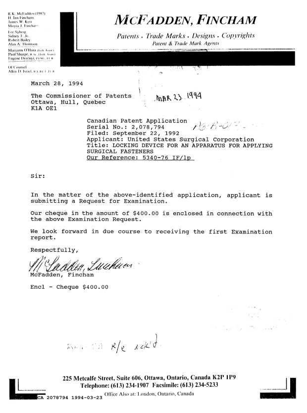 Canadian Patent Document 2078794. Prosecution-Amendment 19931223. Image 1 of 1