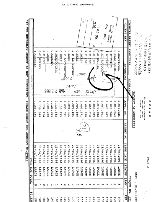 Document de brevet canadien 2079882. Taxes 19960321. Image 1 de 1