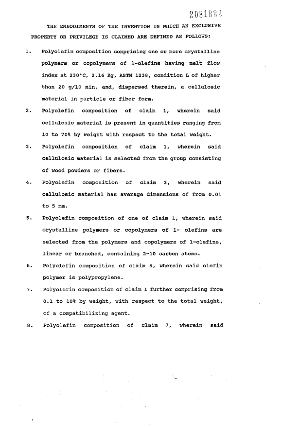 Document de brevet canadien 2081882. Revendications 19940404. Image 1 de 2