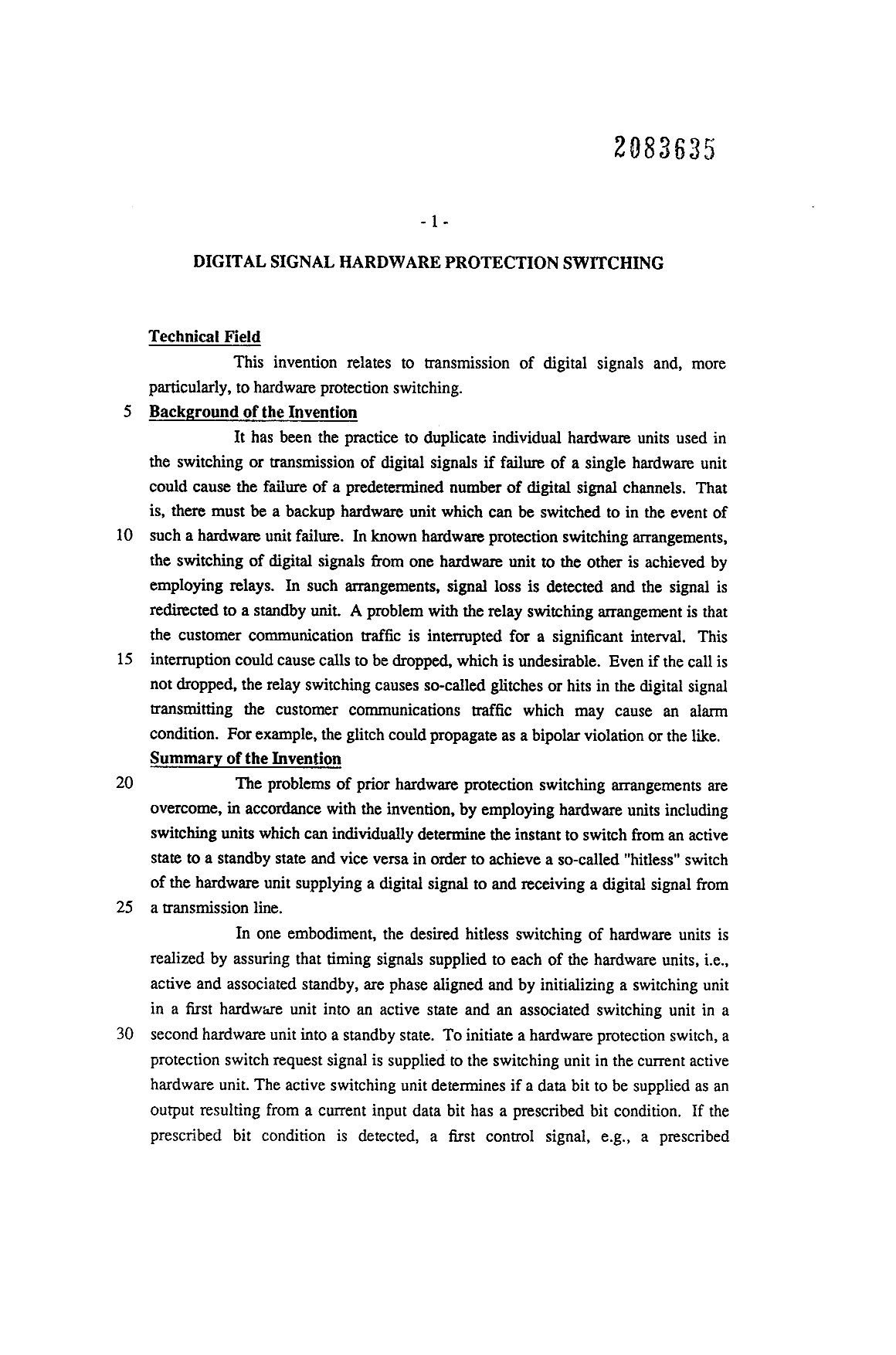 Canadian Patent Document 2083635. Description 19931218. Image 1 of 11