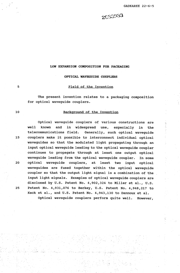 Canadian Patent Document 2083983. Description 19940121. Image 1 of 14