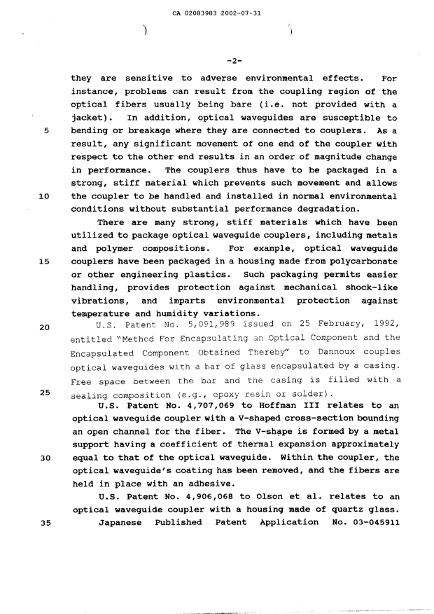 Canadian Patent Document 2083983. Description 20020731. Image 2 of 14