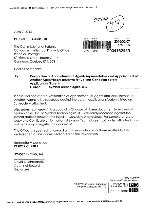 Canadian Patent Document 2084212. Correspondence 20160607. Image 1 of 17