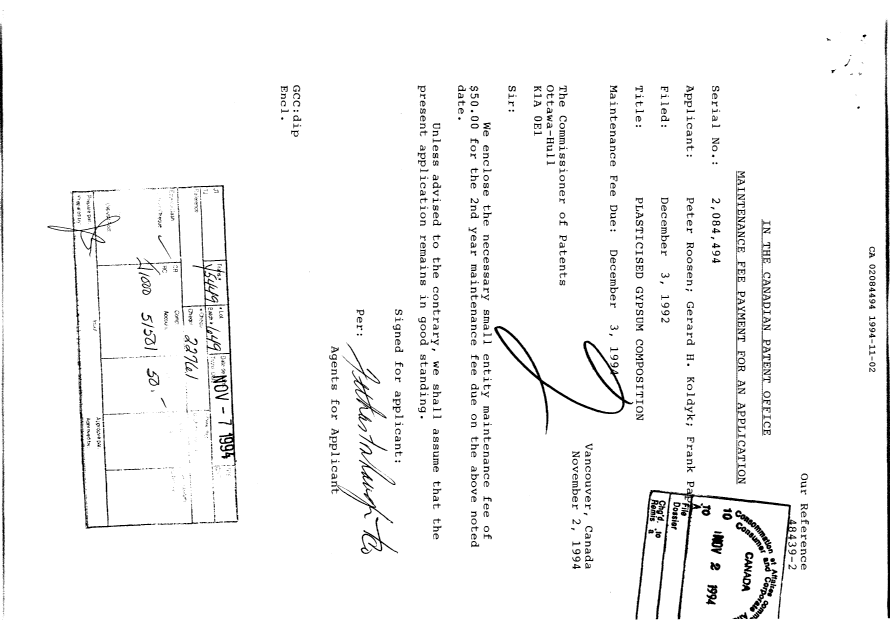 Document de brevet canadien 2084494. Taxes 19931202. Image 1 de 1