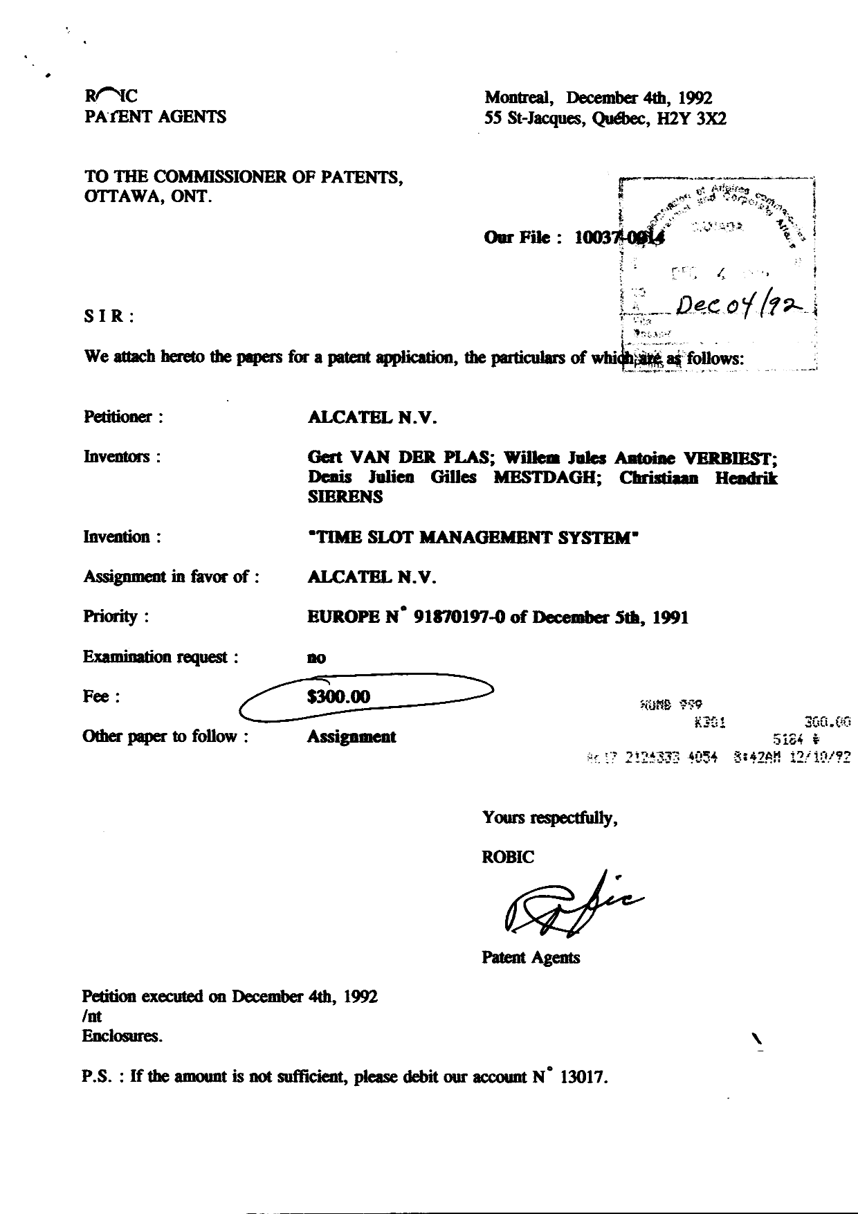 Canadian Patent Document 2084629. Assignment 19921204. Image 1 of 7