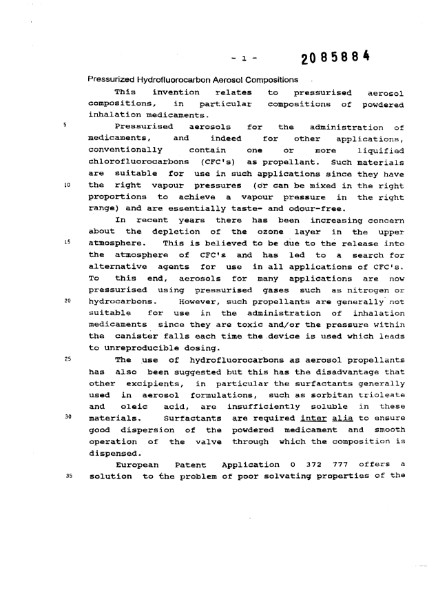 Canadian Patent Document 2085884. Description 19980817. Image 1 of 10