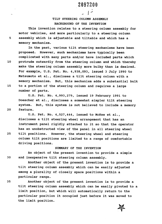 Canadian Patent Document 2087200. Description 19941217. Image 1 of 6