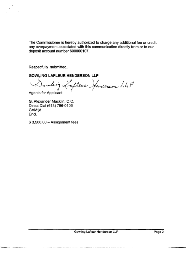 Canadian Patent Document 2089235. Assignment 20050601. Image 2 of 15