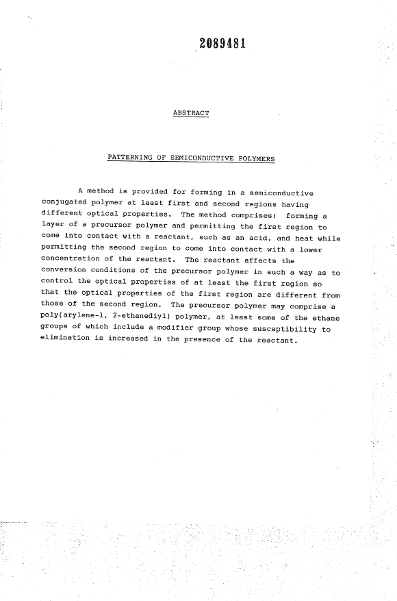 Document de brevet canadien 2089481. Abrégé 19920225. Image 1 de 1