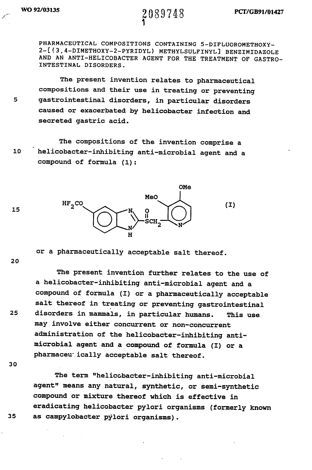 Document de brevet canadien 2089748. Description 19931204. Image 1 de 5