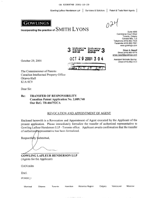 Canadian Patent Document 2089748. Correspondence 20001229. Image 1 of 2