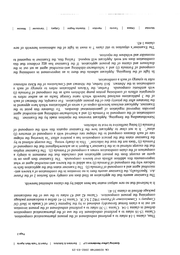 Canadian Patent Document 2089748. Prosecution-Amendment 20011225. Image 2 of 9