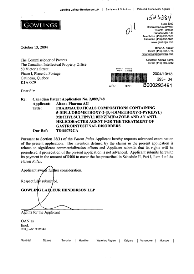 Document de brevet canadien 2089748. Poursuite-Amendment 20031213. Image 1 de 1