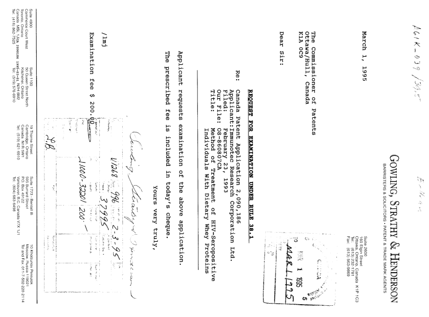 Canadian Patent Document 2090186. Prosecution-Amendment 19941201. Image 1 of 1