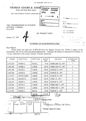 Document de brevet canadien 2091658. Taxes 19961223. Image 1 de 1
